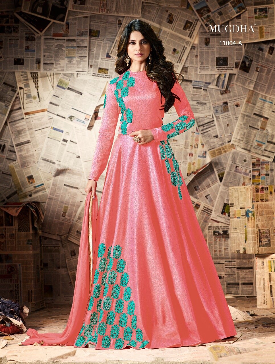 Buy Banarasi Silk Beige Readymade Gown Online : Germany -